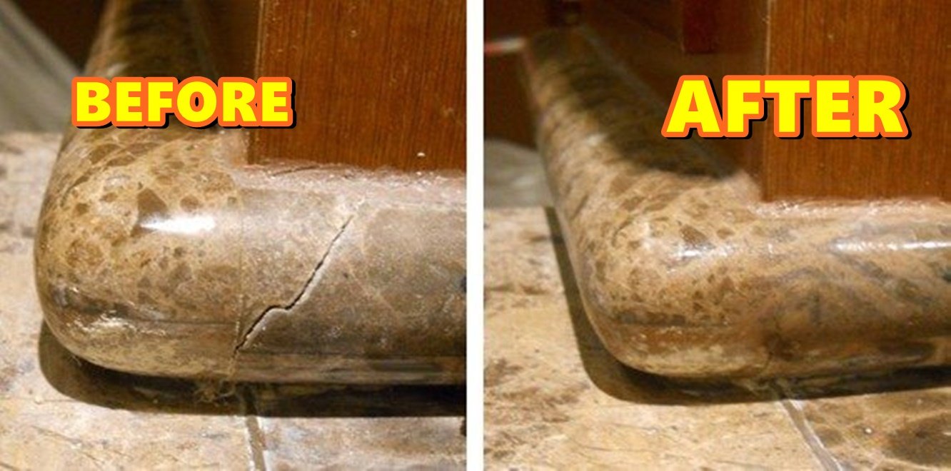 Stone repair before and after project
