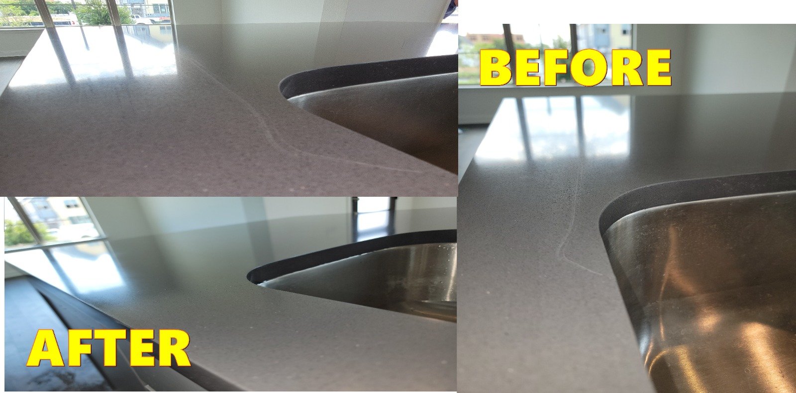 Countertop restoration before and after